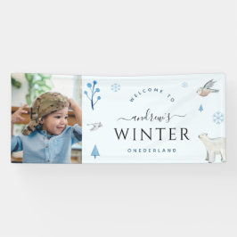 Winter Onederland Boy Foto 1. Geburtstag Banner