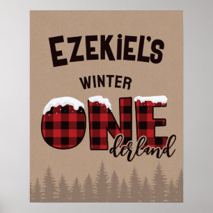 Winter ONEderland Buffalo Karo-Geburtstagsfeier Poster