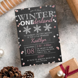 Winter ONEderland Chalkboard 1. Geburtstag Einladung