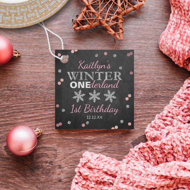 Winter ONEderland Chalkboard 1. Geburtstag Geschenkanhänger (Von Creator hochgeladen)