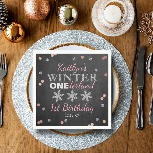 Winter ONEderland Chalkboard 1. Geburtstag Serviette