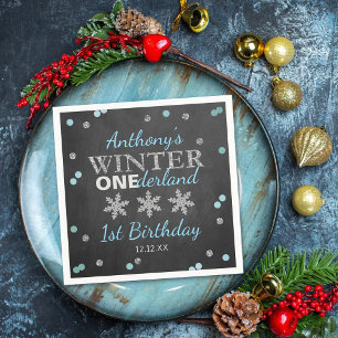 Winter ONEderland Chalkboard 1. Geburtstag Serviette
