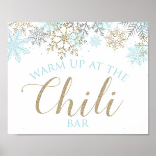 Winter Onederland Chili Bar Schild Blau Schneefllo