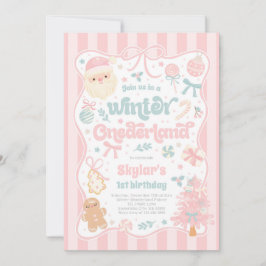 Winter Onederland Christmas Coquette Bow Birthday Einladung