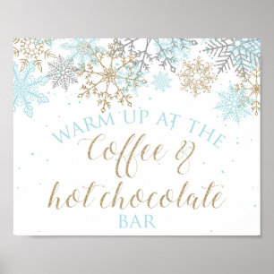 Winter Onederland Coffee & Hot Chocolate Bar Sign Poster