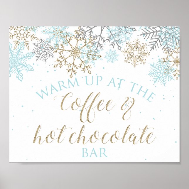 Winter Onederland Coffee & Hot Chocolate Bar Sign Poster (Vorne)