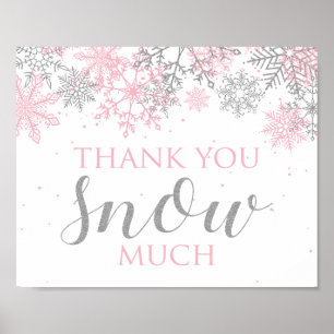 Winter Onederland Danke pink silberner Schneeflock Poster