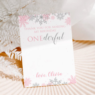Winter ONEderland Danke rosa silberne Schneeflocke