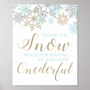 Winter Onederland Dankeschön-Schild Blau Poster