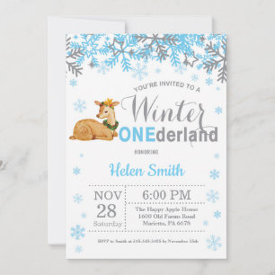 Winter Onederland Deer Boy 1. Geburtstag Einladung