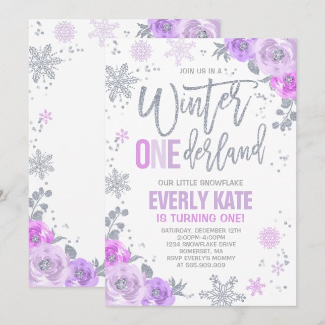 Winter ONEderland Einladung (Vorne/Hinten)