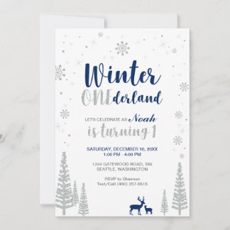 Winter Onederland Einladung zum 1. Geburtstag - Ju