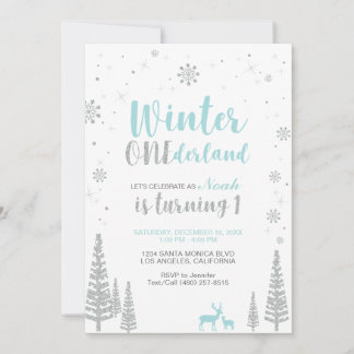 Winter Onederland Einladung zum 1. Geburtstag - Ju