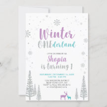 Winter Onederland Einladung zum 1. Geburtstag - Mä