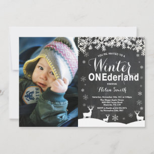 Winter Onederland Einladung zum 1. Geburtstag mit 