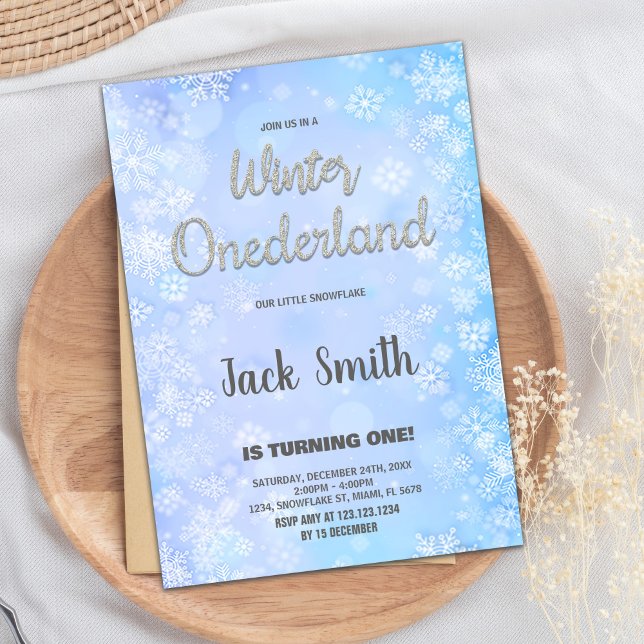 Winter ONEderland Einladungen Silberner Glitzer (Winter ONEderland Invitations Silver Glitter)