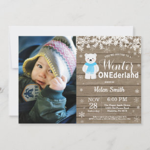 Winter Onederland Eisbär Junge 1. Geburtstag Einladung