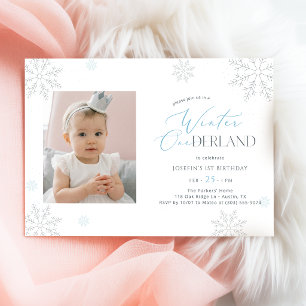 Winter Onederland Erster Geburtstag Baby Kinder Fo Einladung