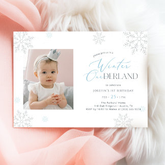 Winter Onederland Erster Geburtstag Baby Kinder Fo Einladung