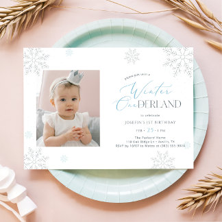 Winter Onederland Erster Geburtstag Baby Kinder Fo Einladung
