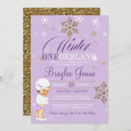Winter Onederland Erster Geburtstag Brünettes Baby Einladung