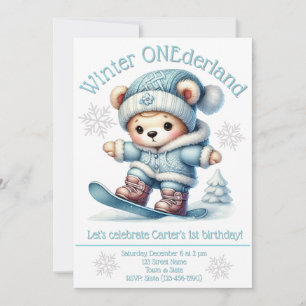 Winter ONEderland Erster Geburtstag Einladung