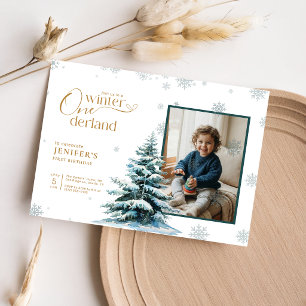 Winter Onederland Erster Geburtstag Junge Mädchen Einladung