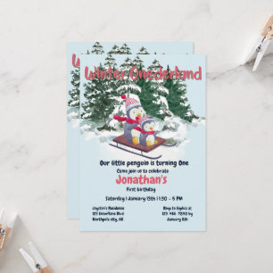 Winter Onederland Erster Geburtstag Niedliche Ping Einladung