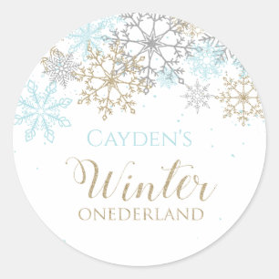Winter Onederland erster Geburtstag Schneeflocke Runder Aufkleber
