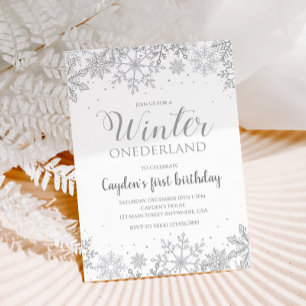 Winter Onederland Erster Geburtstag Silberne Schne Einladung