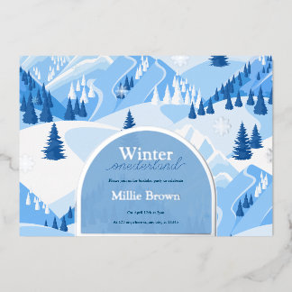 Winter Onederland Erster Geburtstagsschnee Folieneinladung