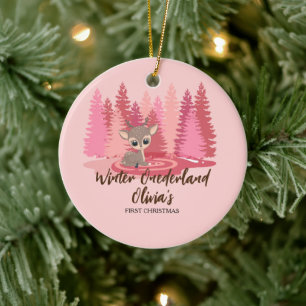 Winter Onederland Erster Weihnachtsfest im Rosa Wa Keramik Ornament