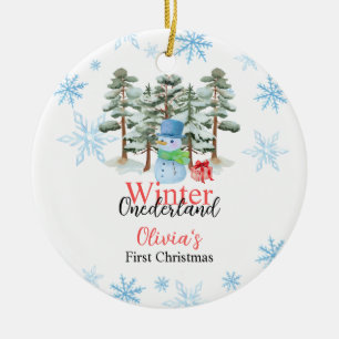 Winter Onederland Erster Weihnachtsschneemann Nied Keramik Ornament