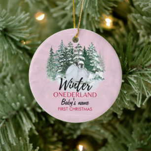 Winter Onederland Erster Weihnachtsschneepinguin Keramik Ornament