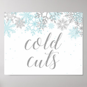 Winter-Onederland-Essensschild Blaue Schneeflocken Poster