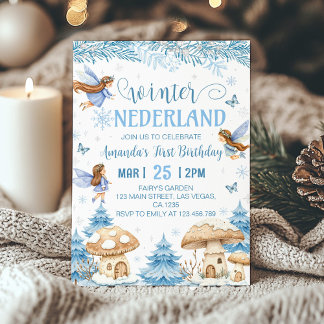 Winter Onederland Fairy 1. Geburtstag Einladung