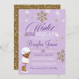 Winter Onederland First Birthday Afroamerikanisch Einladung