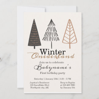 Winter Onederland First Birthday Boho Minimalistis Einladung