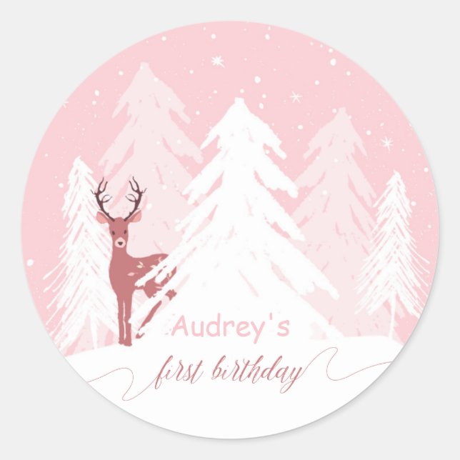 Winter Onederland First Birthday Custom Sticker (Vorderseite)