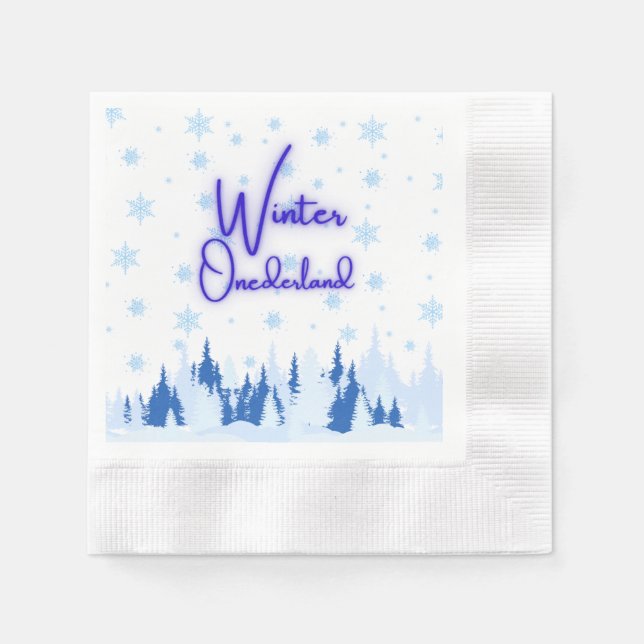Winter Onederland First Birthday Party Napkins Serviette (Vorderseite)
