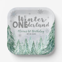 Winter Onederland First Birthday Snowflakes Forest