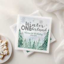 Winter Onederland First Birthday Snowflakes Forest