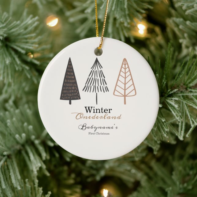 Winter Onederland First Christmas Boho Minimalisti Keramik Ornament (Baum)