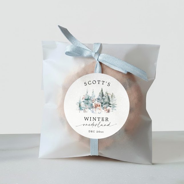 Winter ONEderland Forest Animals 1st Birthday Runder Aufkleber (Von Creator hochgeladen)