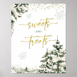 Winter Onederland Forest Birthday Süßigkeiten Leck Poster
