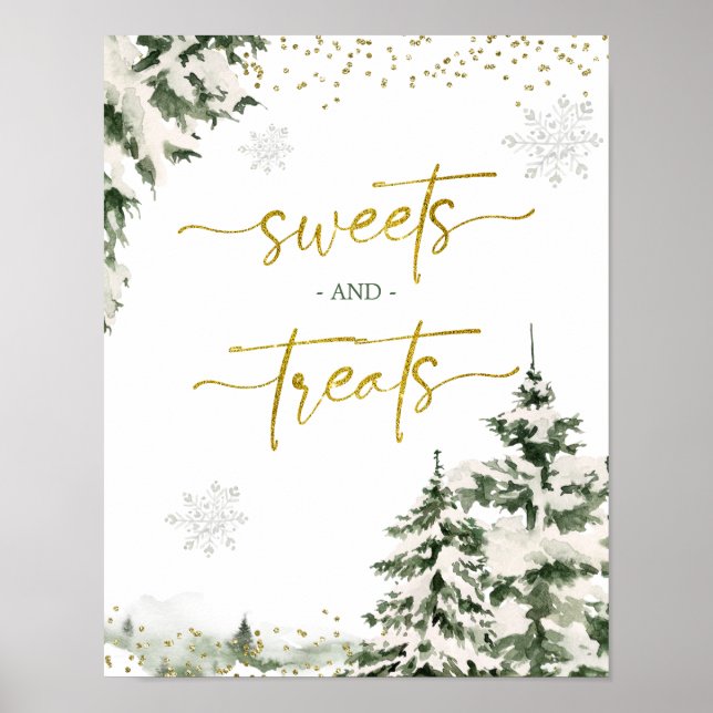 Winter Onederland Forest Birthday Süßigkeiten Leck Poster (Vorne)