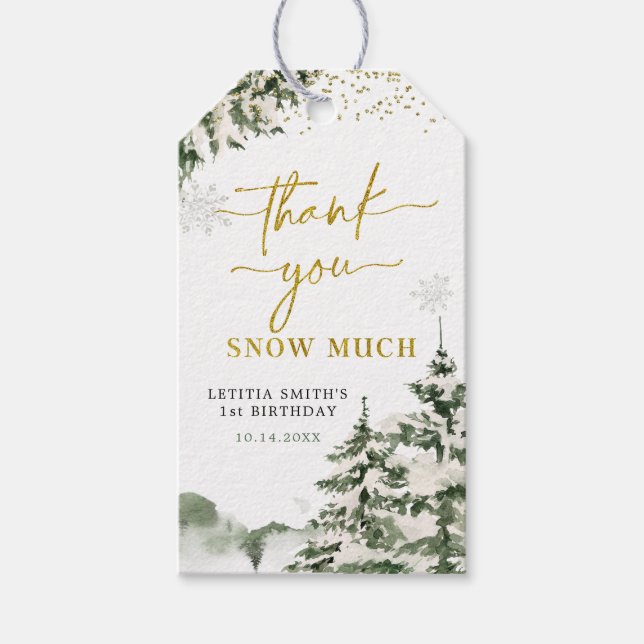 Winter Onederland Forest Erster Geburtstag Vielen  Geschenkanhänger (Vorderseite)