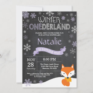 Winter Onederland Fox 1. Geburtstag Einladung