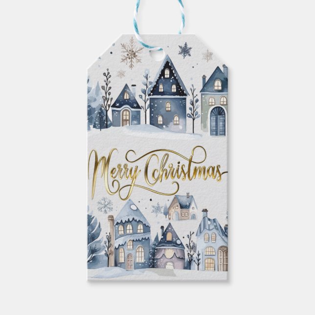 Winter Onederland Frohe Weihnachtshäuser Geschenkanhänger (Vorderseite)