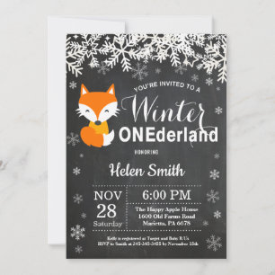 Winter Onederland Fuchs 1. Geburtstagseinladung Einladung